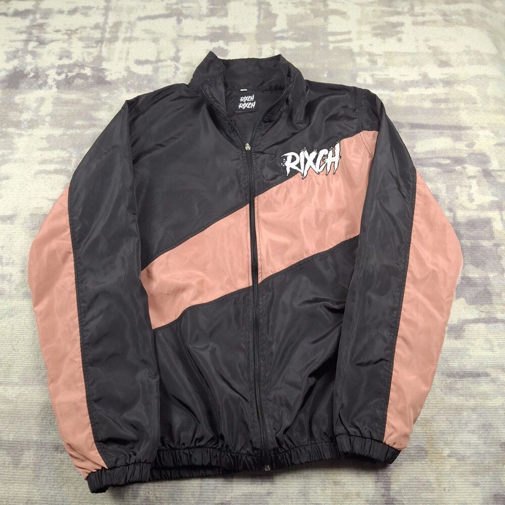 RIXCH XChange Streetwear Colorblock Windbreaker Full Zip Track Jacket Black...